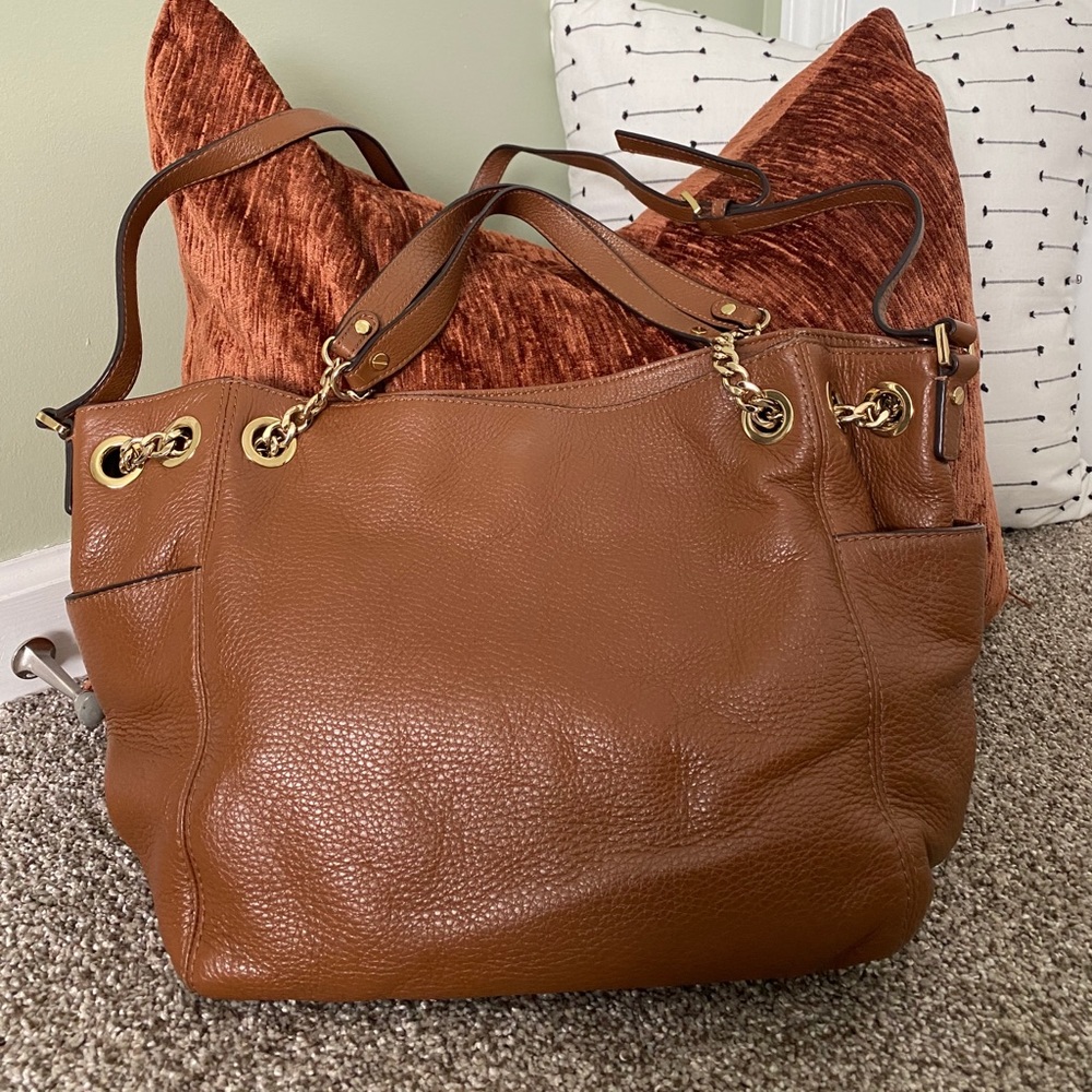 Michael Kors Brown Leather Tote with Gold Hardware - Picture 2 of 5